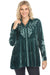Johnny Was JWLA Style J27124 Deep Teal Lenon Velvet Tiered Tunic Top