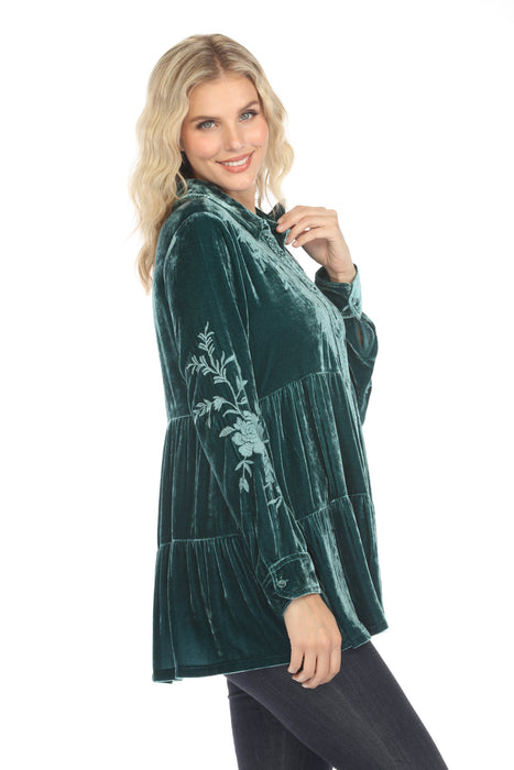 Johnny Was JWLA Lenon Velvet Tiered Tunic Top J27124