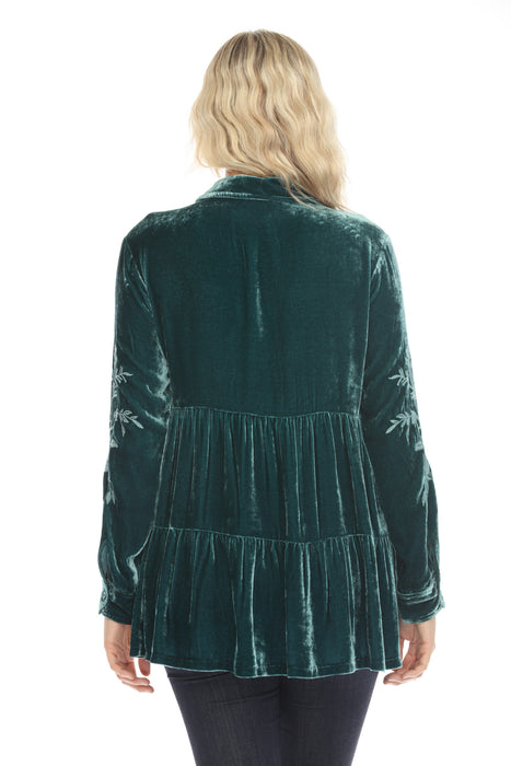 Johnny Was JWLA Lenon Velvet Tiered Tunic Top J27124
