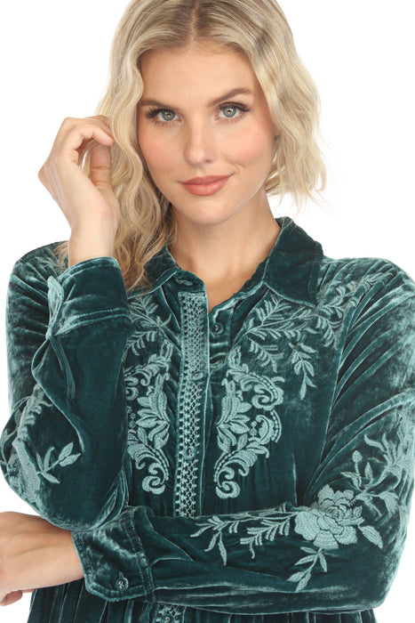 Johnny Was JWLA Lenon Velvet Tiered Tunic Top J27124