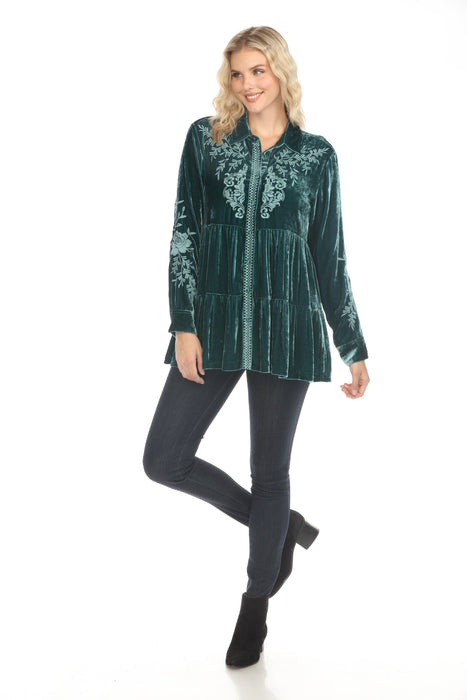 Johnny Was JWLA Lenon Velvet Tiered Tunic Top J27124
