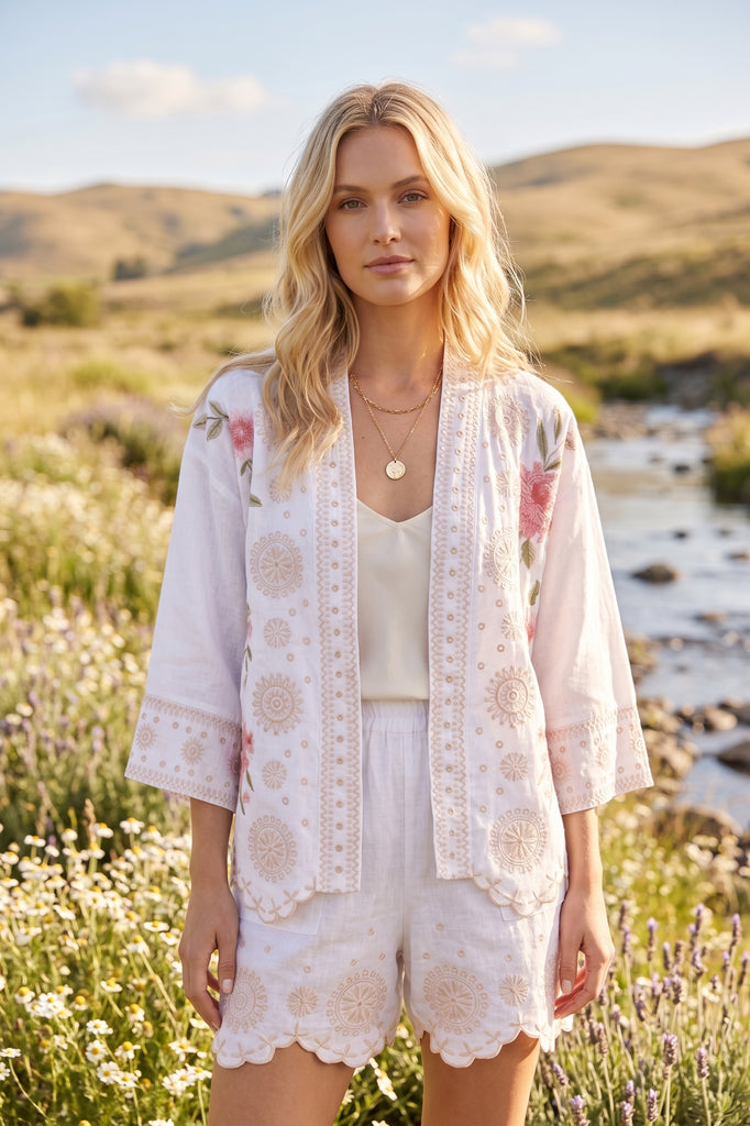 Buy Johnny Was Della Linen Cropped Kimono J43525-4 — AfterRetail