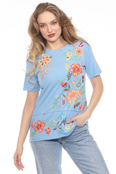 Women's Ishani Raw Seam T-Shirt J11225-2 | Johnny Was JWLA