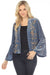 Johnny Was JWLA Style J48323 Denim Blue Aria Ruffle Sleeve Velvet Bolero Jacket Boho Chic
