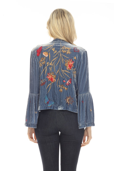 Johnny Was JWLA Aria Ruffle Sleeve Velvet Bolero Jacket Boho Chic J48323