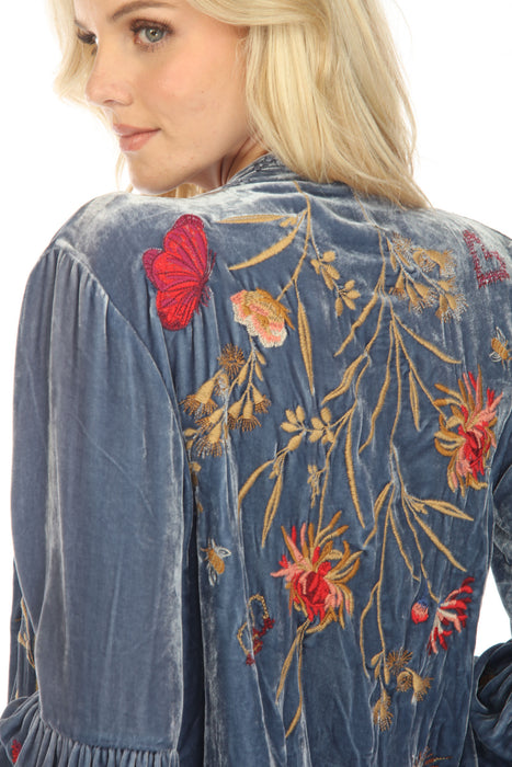 Johnny Was JWLA Aria Ruffle Sleeve Velvet Bolero Jacket Boho Chic J48323