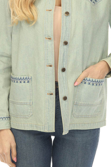 Johnny Was JWLA Denim Blue Button Front Jacket J8053-3J