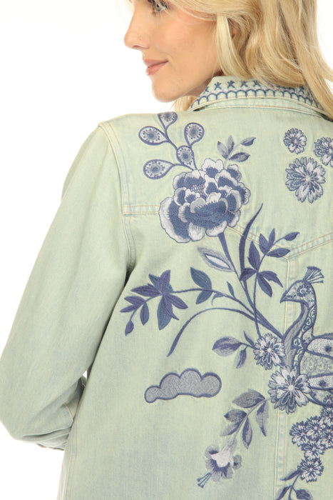 Johnny Was JWLA Denim Blue Button Front Jacket J8053-3J