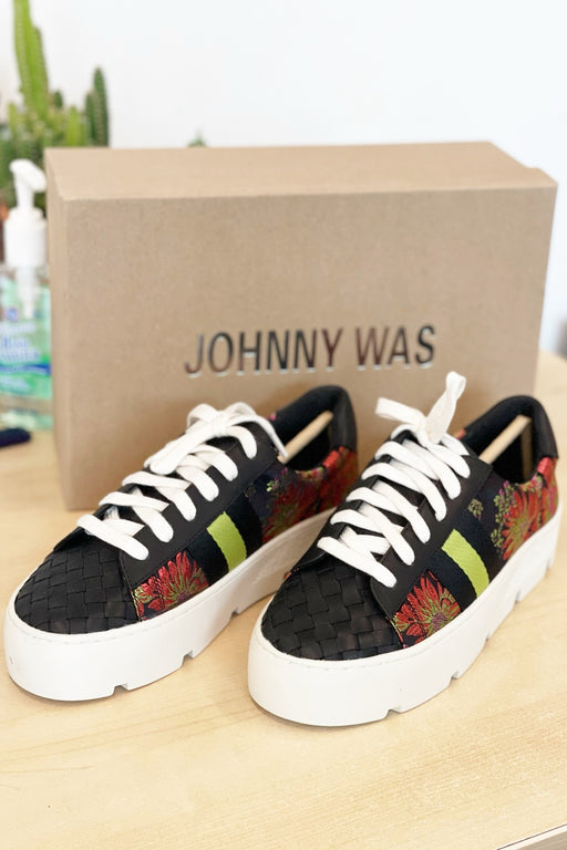 Johnny Was JWLA Style JWS15123 Downtown Jacquard Floral Lace-Up Sneaker Boho Chic