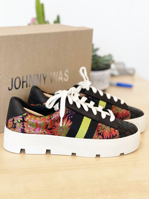 Johnny Was JWLA Downtown Jacquard Floral Lace-Up Sneaker Boho Chic JWS15123