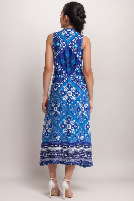 Johnny Was JWLA Blue Drawstring Midi Tank Dress J36525-2