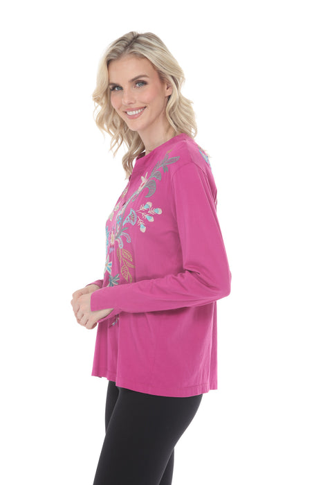 Johnny Was JWLA Violet Edwin Split Jersey Tee J15625-8