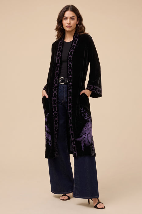 Johnny Was JWLA Embroidered Molly Long Velvet Kimono Coat J44525-O*
