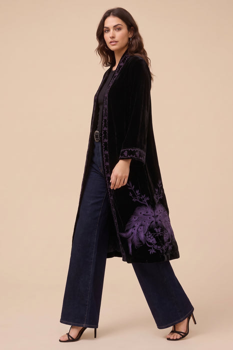 Johnny Was JWLA Embroidered Molly Long Velvet Kimono Coat J44525-O*