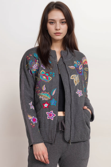 Johnny Was JWLA Grey Ethal Dolman Quilted Jacket J42624-E