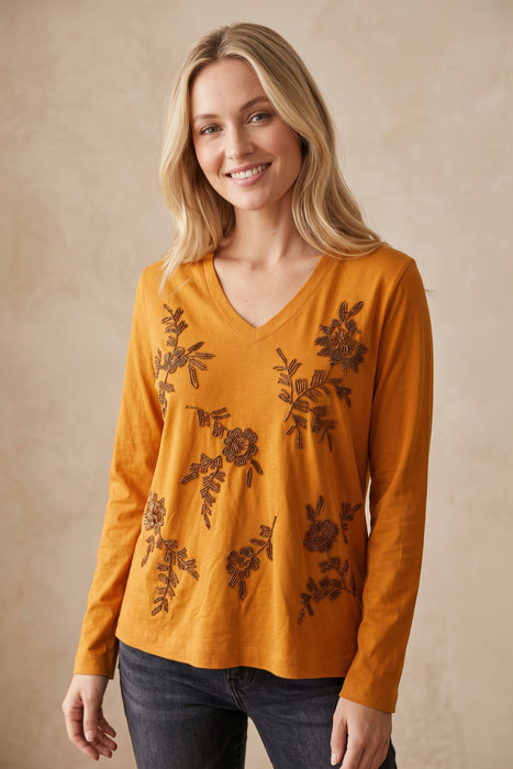 Johnny Was JWLA Femke Beaded Kimono Sleeve Tee J19025-O