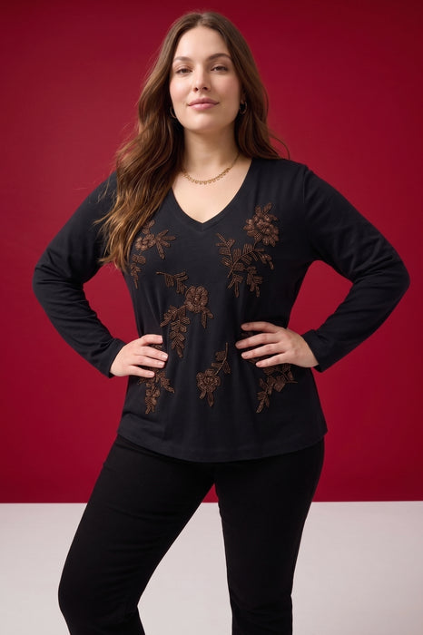 Johnny Was JWLA Femke Beaded Kimono Sleeve Tee Plus Size J19025-OX
