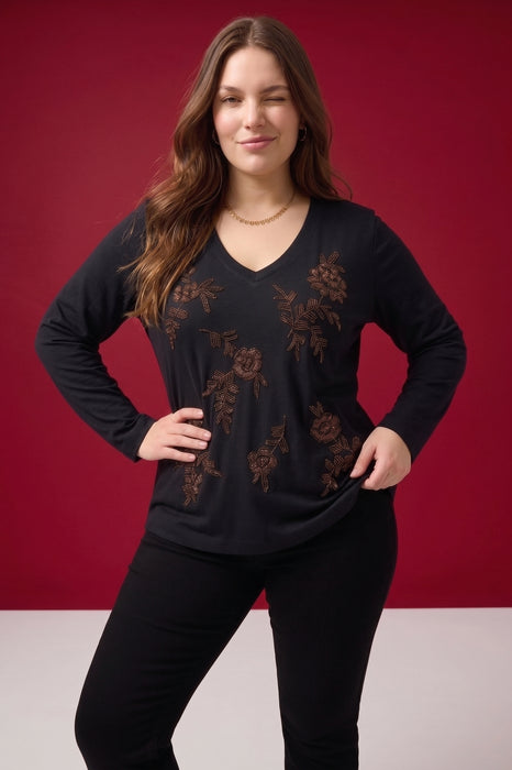 Johnny Was JWLA Femke Beaded Kimono Sleeve Tee Plus Size J19025-OX
