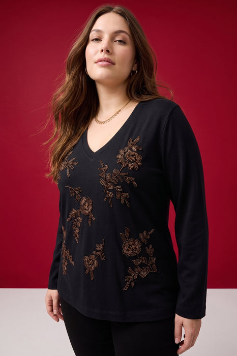 Johnny Was JWLA Femke Beaded Kimono Sleeve Tee Plus Size J19025-OX