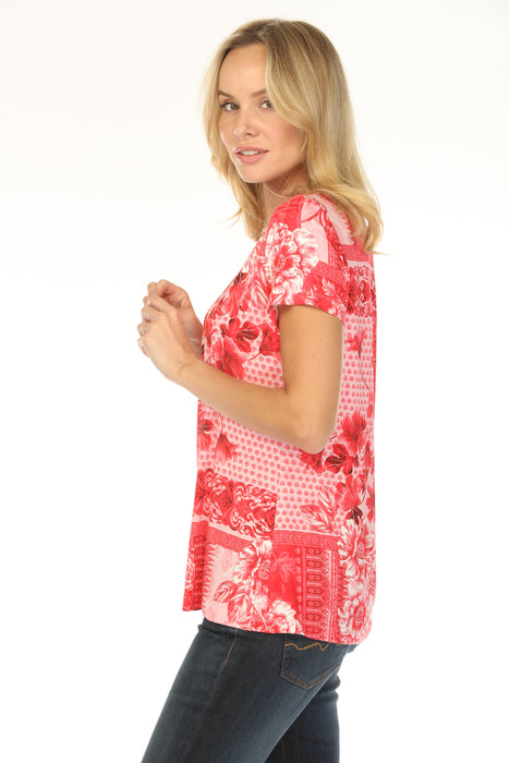 Johnny Was JWLA Floral Short Sleeve V-Neck Tee J30025-3