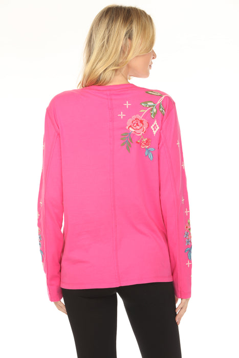 Johnny Was JWLA Catia Raw Seam Henley Top J10825-1 *