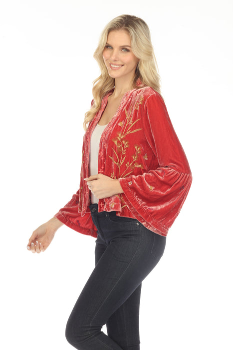 Johnny Was JWLA Aria Ruffle Sleeve Velvet Bolero Jacket Boho Chic J48323