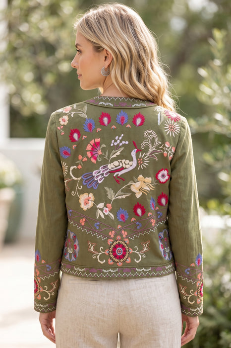 Johnny Was Embroidered Gloria Linen Bolero Jacket J43625-6*