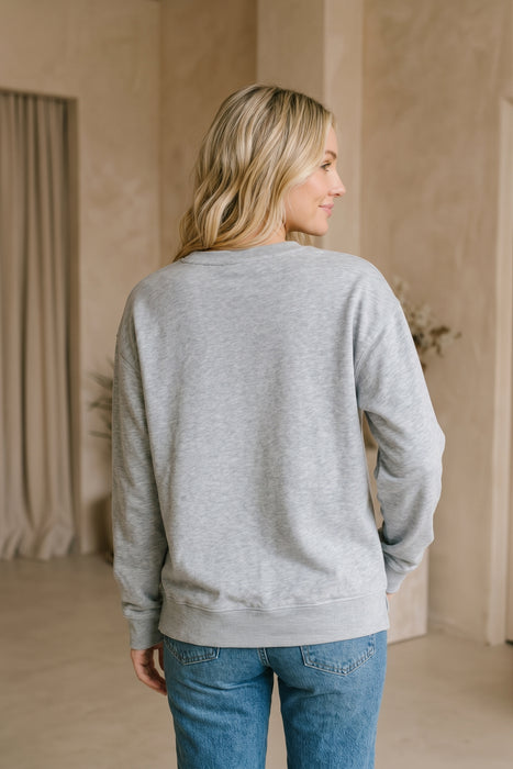 Johnny Was JWLA Heather grey Embroidered Sweatshirt J19625-0