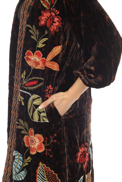 Johnny Was JWLA Isabella Velvet Bishop Sleeve Long Kimono Coat Boho Chic J49023