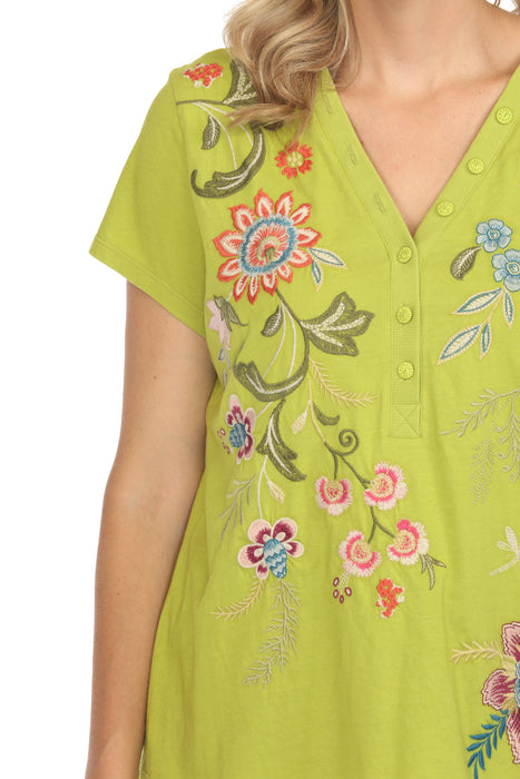 Johnny Was JWLA Julianna Button Neck Knit Tee J15924