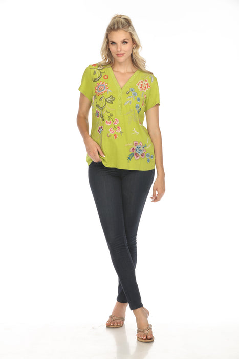 Johnny Was JWLA Julianna Button Neck Knit Tee J15924