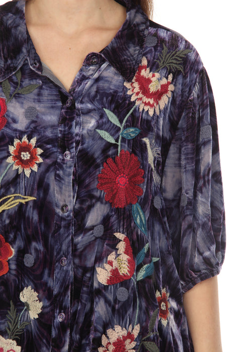 Johnny Was JWLA Junia Velvet Lisbon Embroidered Shirt J14122