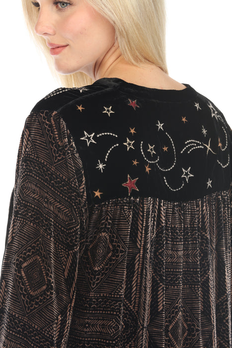 Johnny Was JWLA Larissa Velvet Tie Front Top Boho Chic J11723-O