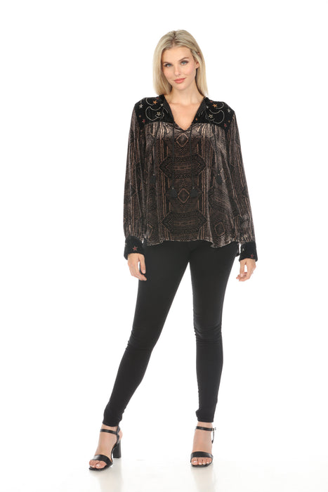 Johnny Was JWLA Larissa Velvet Tie Front Top Boho Chic J11723-O