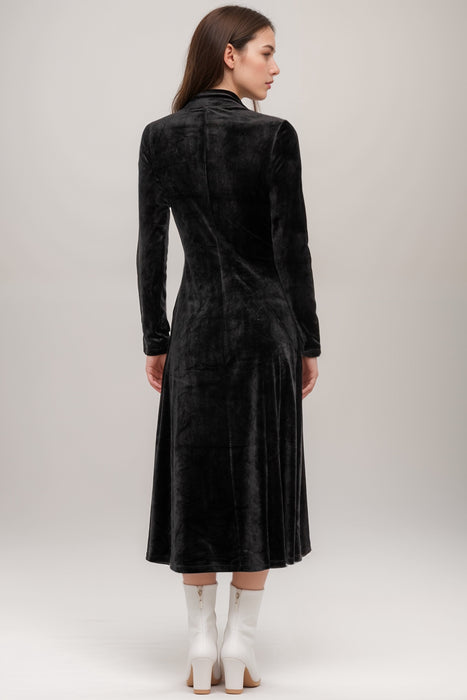 Johnny Was JWLA Black Lenon Stretch Velvet Mock Neck Dress J35024-O