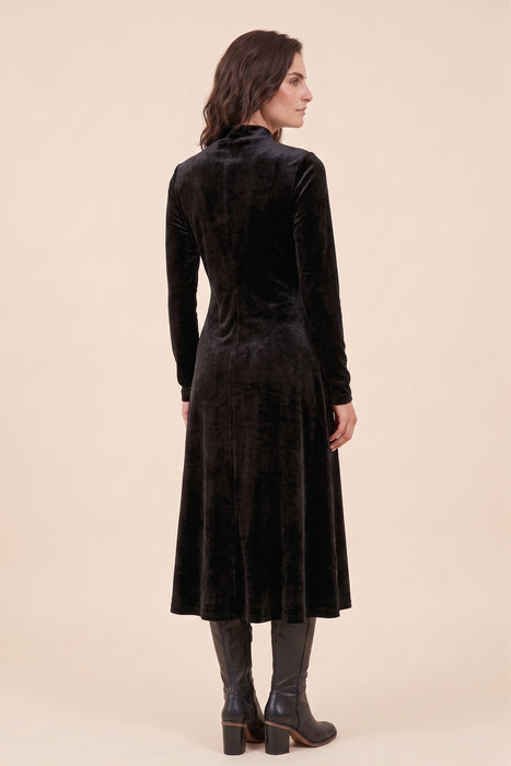Johnny Was JWLA Black Lenon Stretch Velvet Mock Neck Dress J35024-O
