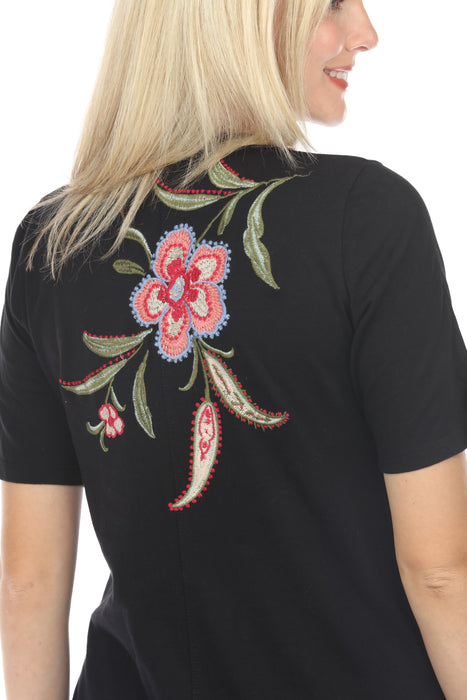 Johnny Was JWLA Black Libbi Trapunto T-Shirt Dress J30924 -1P Petite