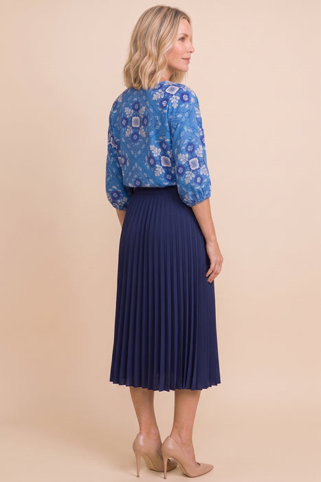Johnny Was JWLA Blue Linen Boat Neck Blouse J12425-2