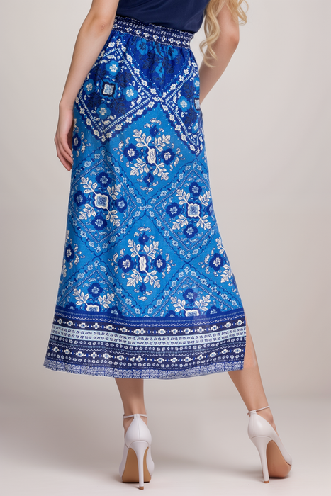 Johnny Was JWLA Blue Linen High Slit Midi Skirt J72325-2