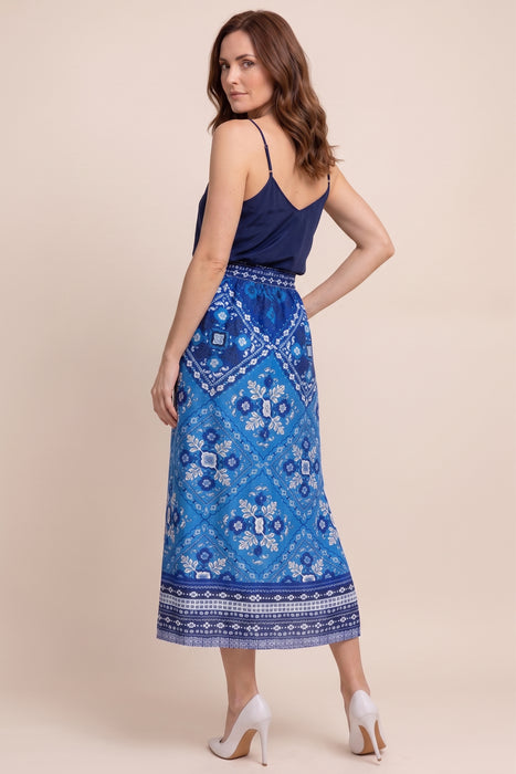 Johnny Was JWLA Blue Linen High Slit Midi Skirt J72325-2