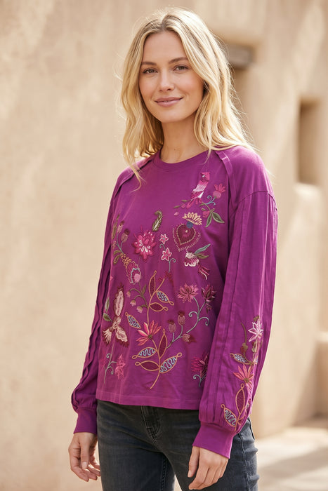 Johnny Was JWLA Long Sleeve Embroidered T Shirt J17025-0