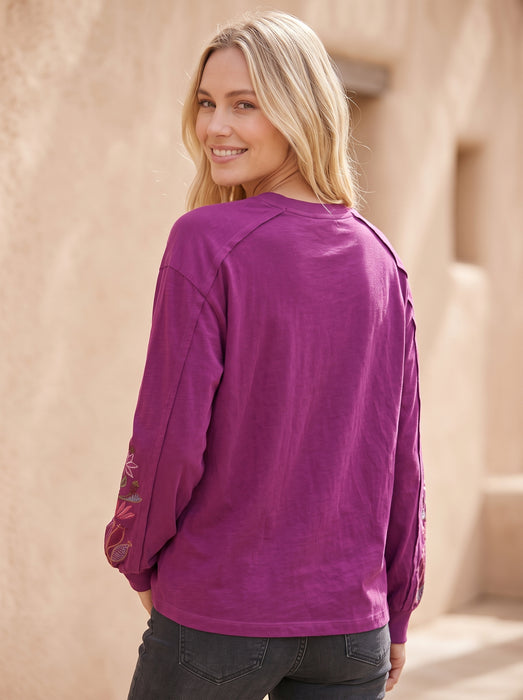 Johnny Was JWLA Long Sleeve Embroidered T Shirt J17025-0