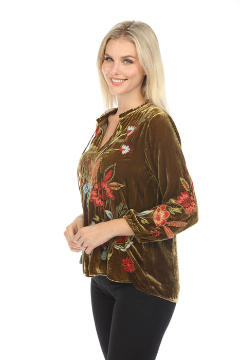 Johnny Was JWLA Isabella Velvet Field Blouse Boho Chic J10923