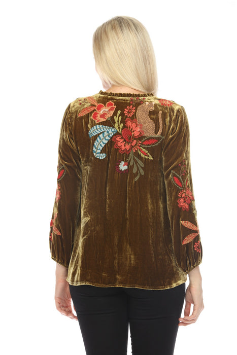 Johnny Was JWLA Isabella Velvet Field Blouse Boho Chic J10923