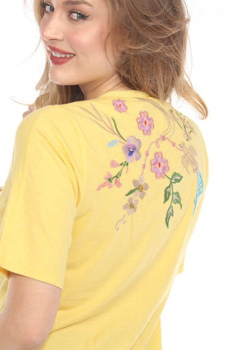 Johnny Was JWLA 3/4 Sleeve Trapunto V-Neck Tee J11425-2 *