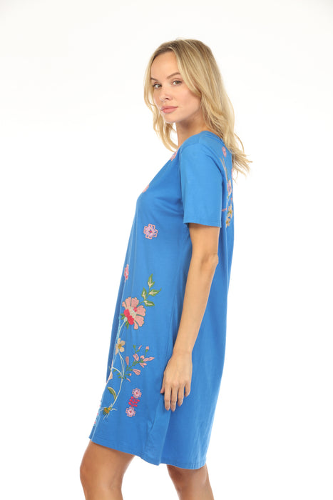Johnny Was JWLA Blue Maureen Button Neck Knit Dress J35925-2