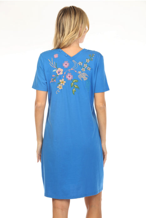 Johnny Was JWLA Blue Maureen Button Neck Knit Dress J35925-2