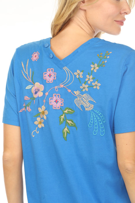 Johnny Was JWLA Blue Maureen Button Neck Knit Dress J35925-2