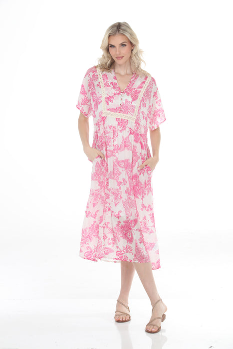 Johnny Was Floral Butterfly Print Midi Dress JW25125