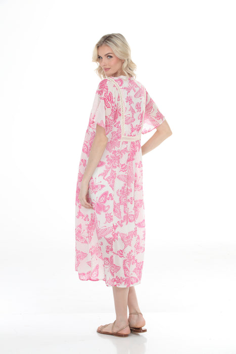 Johnny Was Floral Butterfly Print Midi Dress JW25125